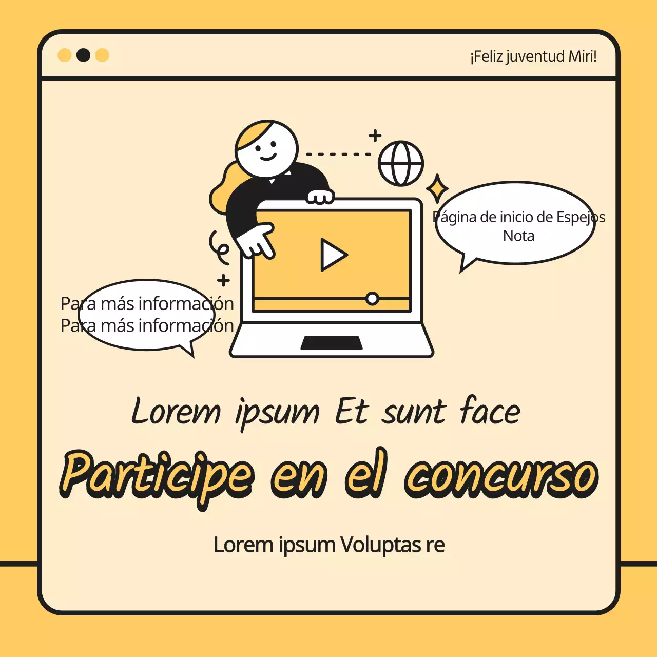 Yellow black cute illustration concurso de propuestas políticas en línea para jóvenes