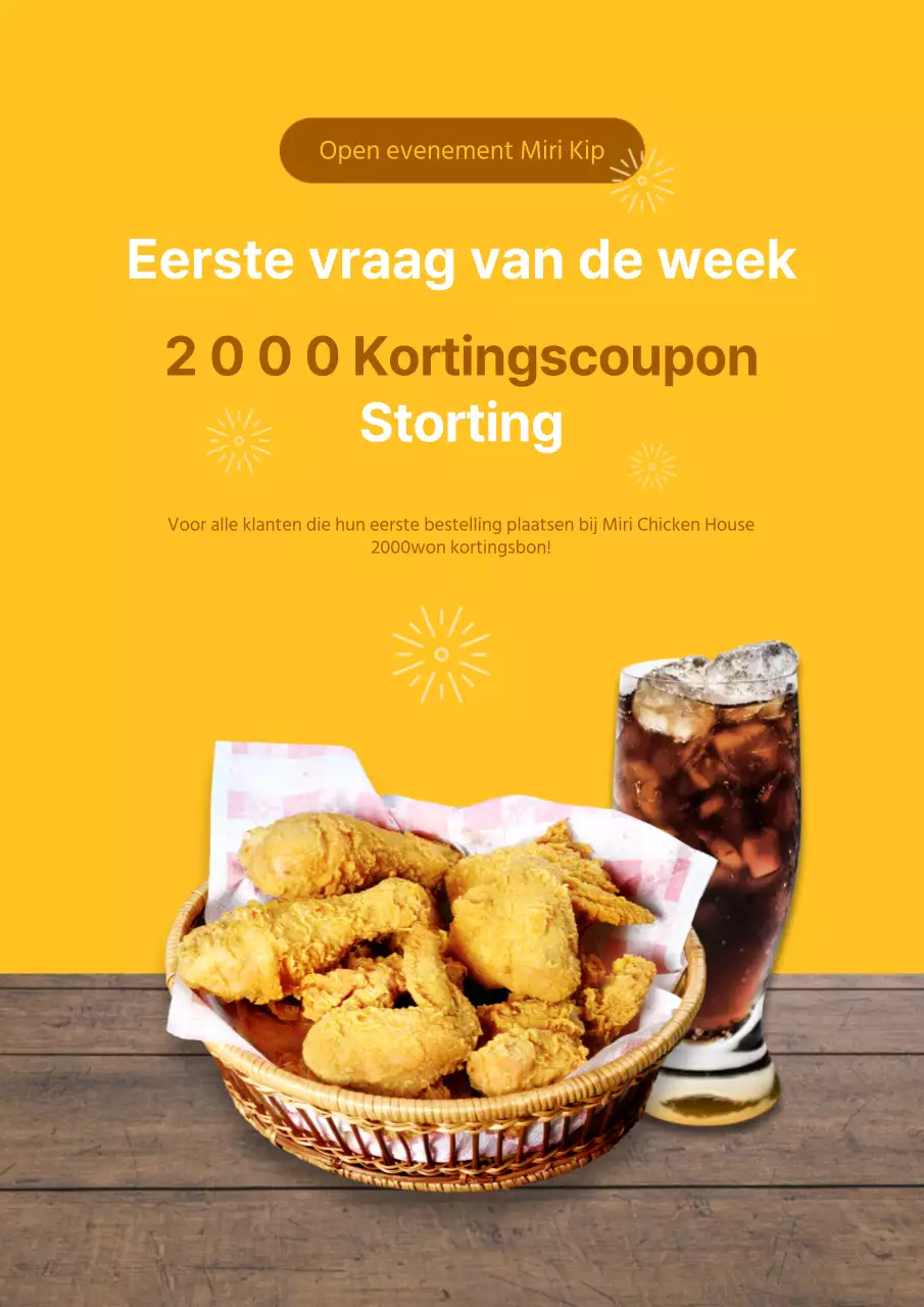 Gele poster met korting bij eerste bestelling