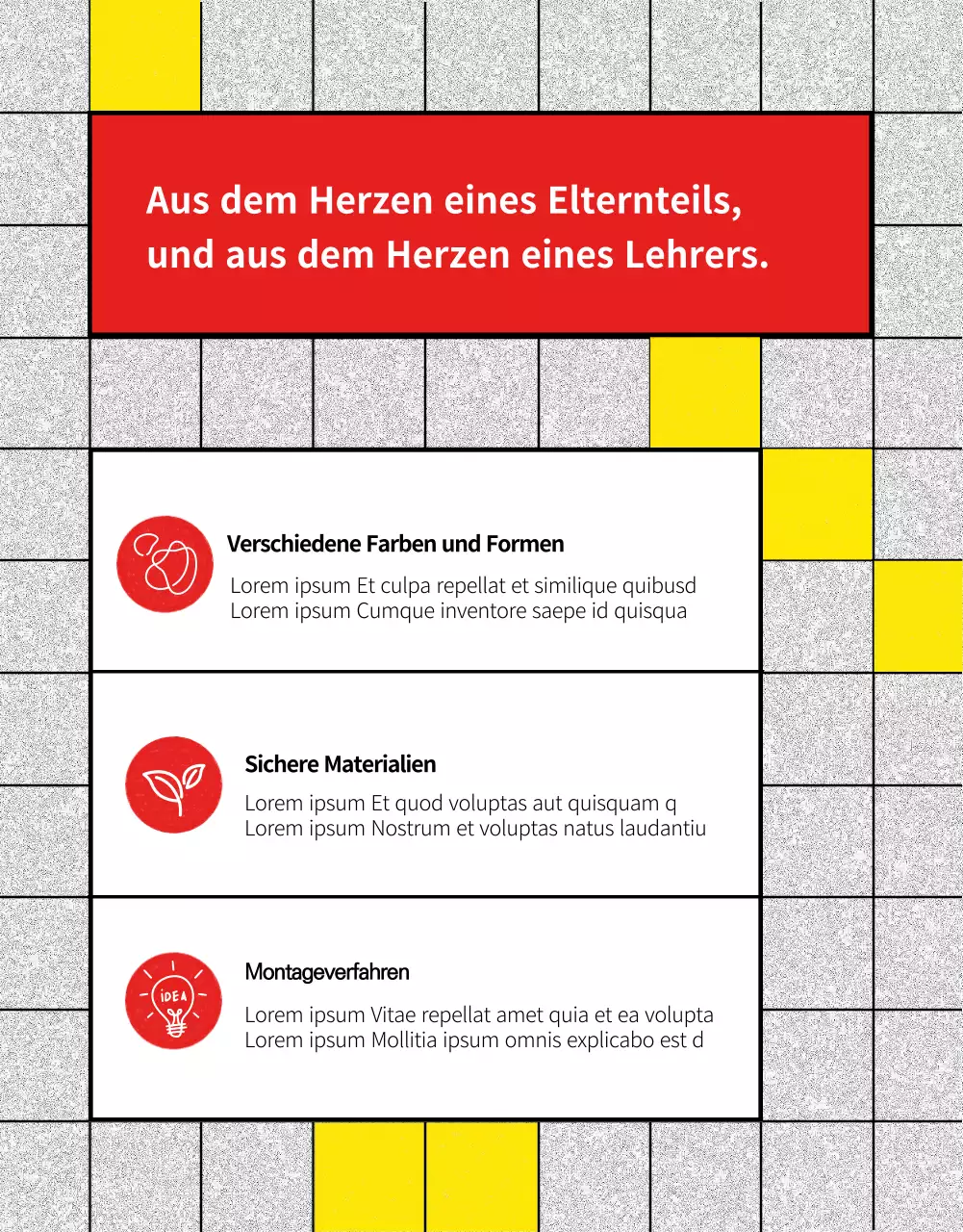 Werbung für den Kindertag mit einem Retro-Farbgitter