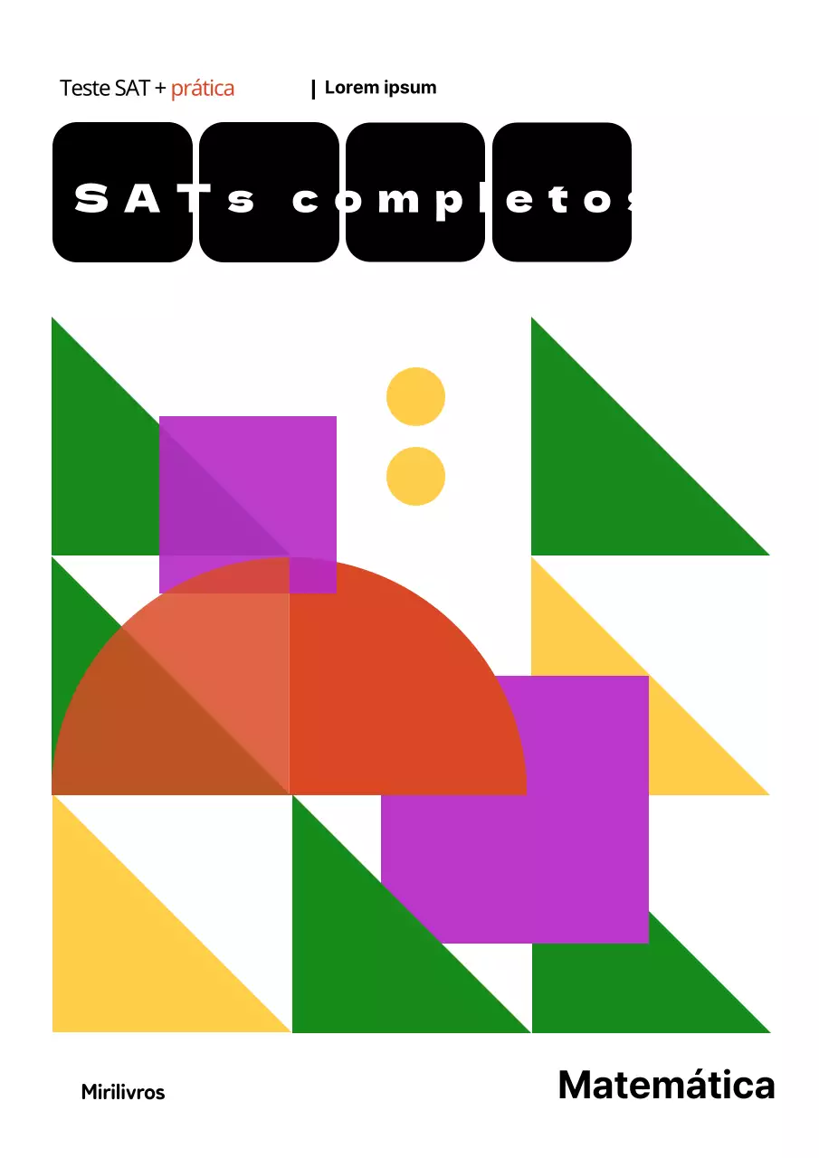 Conceito geométrico simples em branco e preto na capa do caderno de perguntas do SAT.