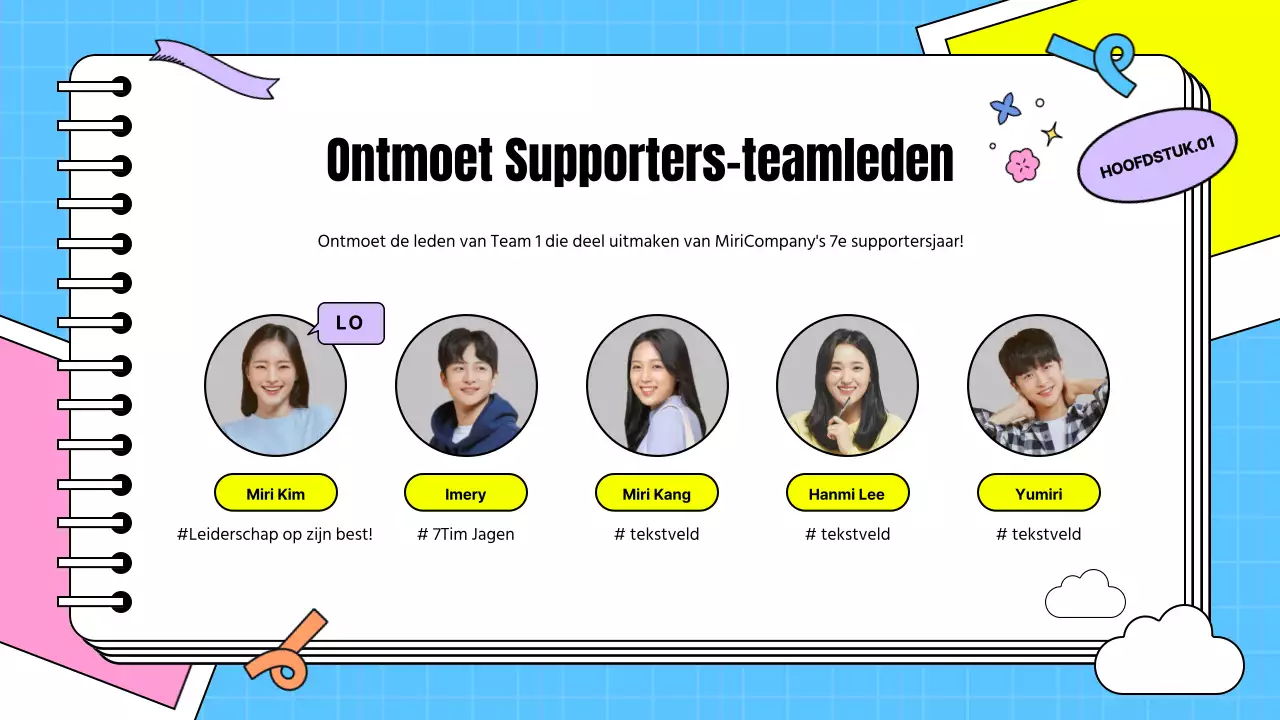 Supportersgetuigenis in de vorm van een kitscherig briefje in roze en lichtblauw