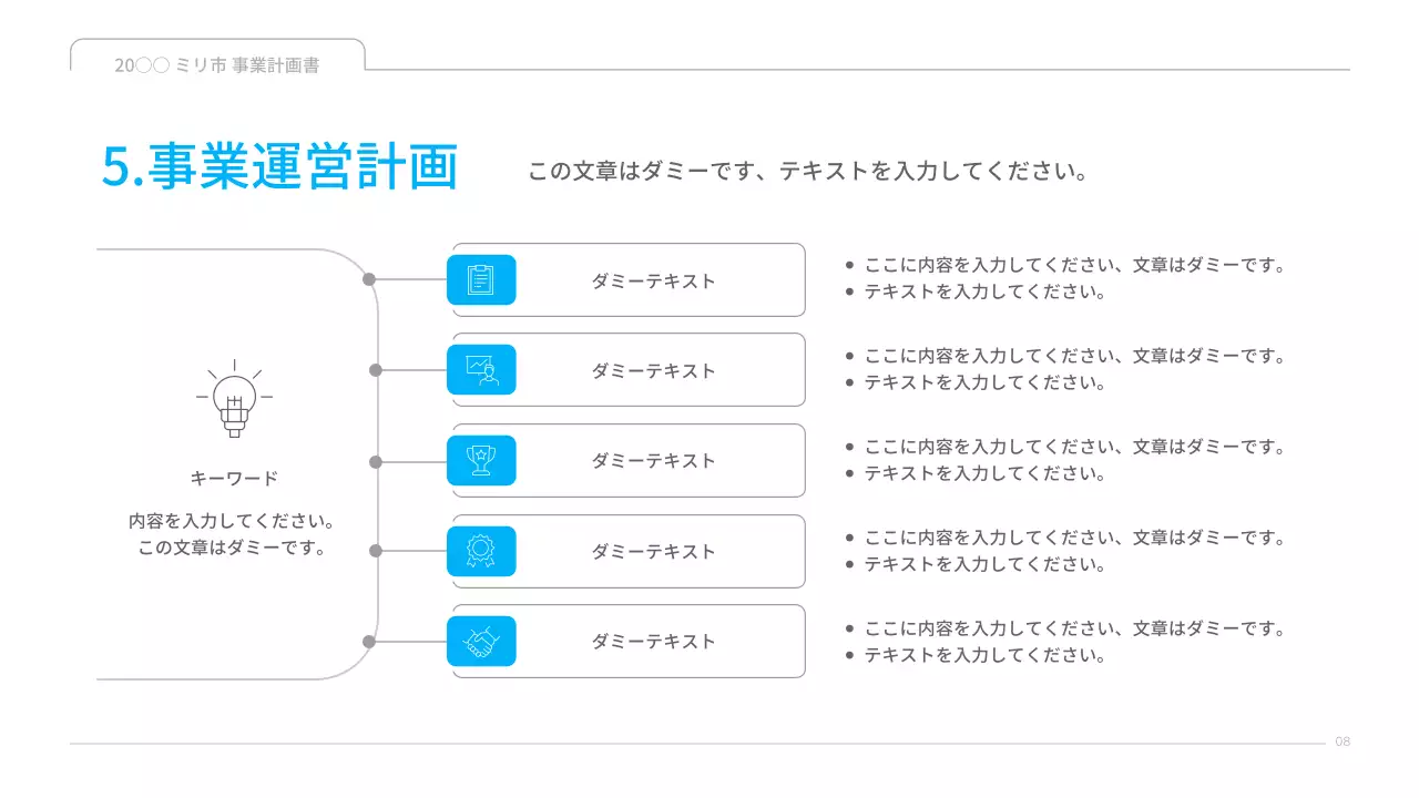 青 シンプル 事業計画書 企画書 プレゼンテーション