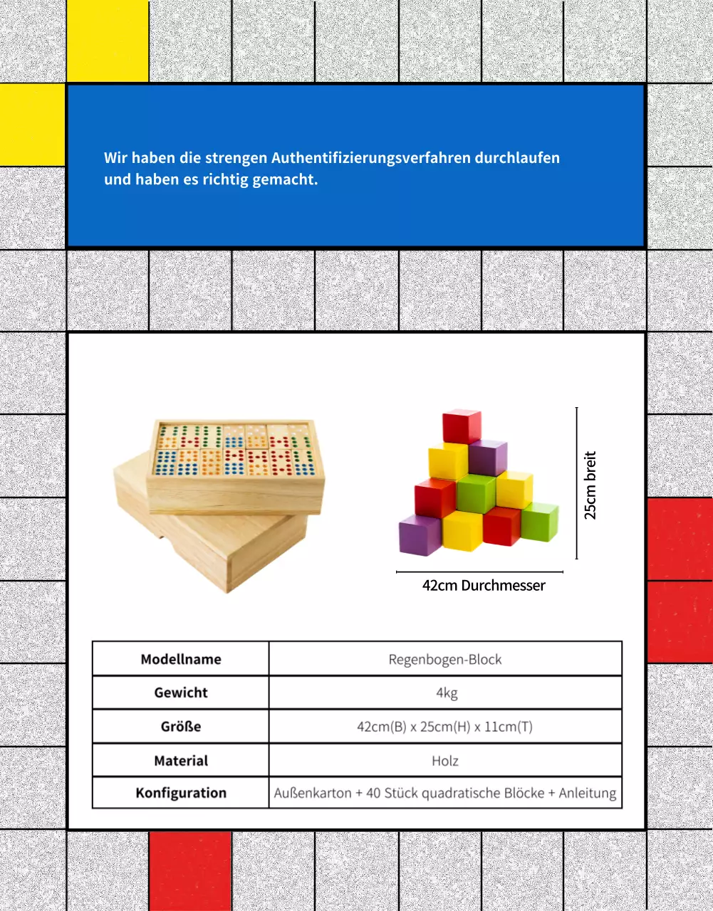 Werbung für den Kindertag mit einem Retro-Farbgitter