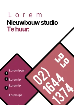 Eenvoudig onroerend goed te koop met paarse vormen om huuraccommodaties te promoten