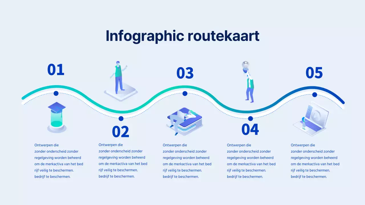 Roadmap infographic met blauwe en lichtblauwe zakelijke illustraties Roadmap infographic met blauwe en lichtblauwe zakelijke illustraties