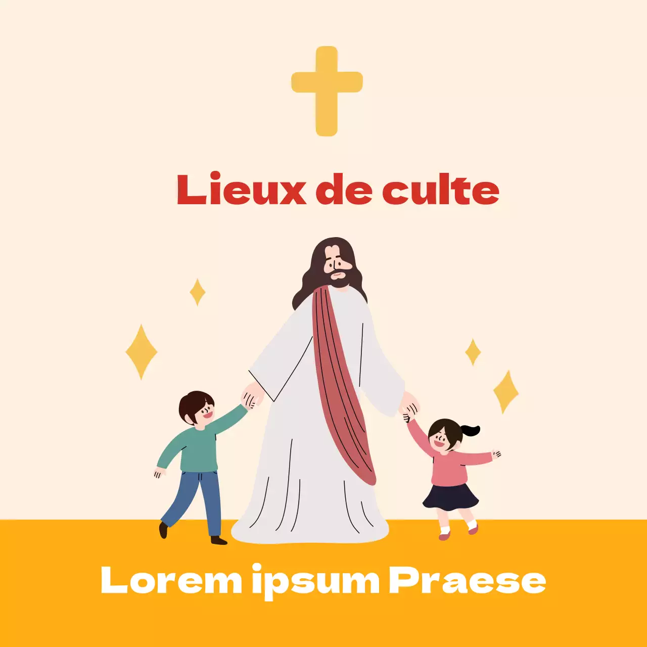 Illustration jaune, église mignonne, éloignement de la couronne