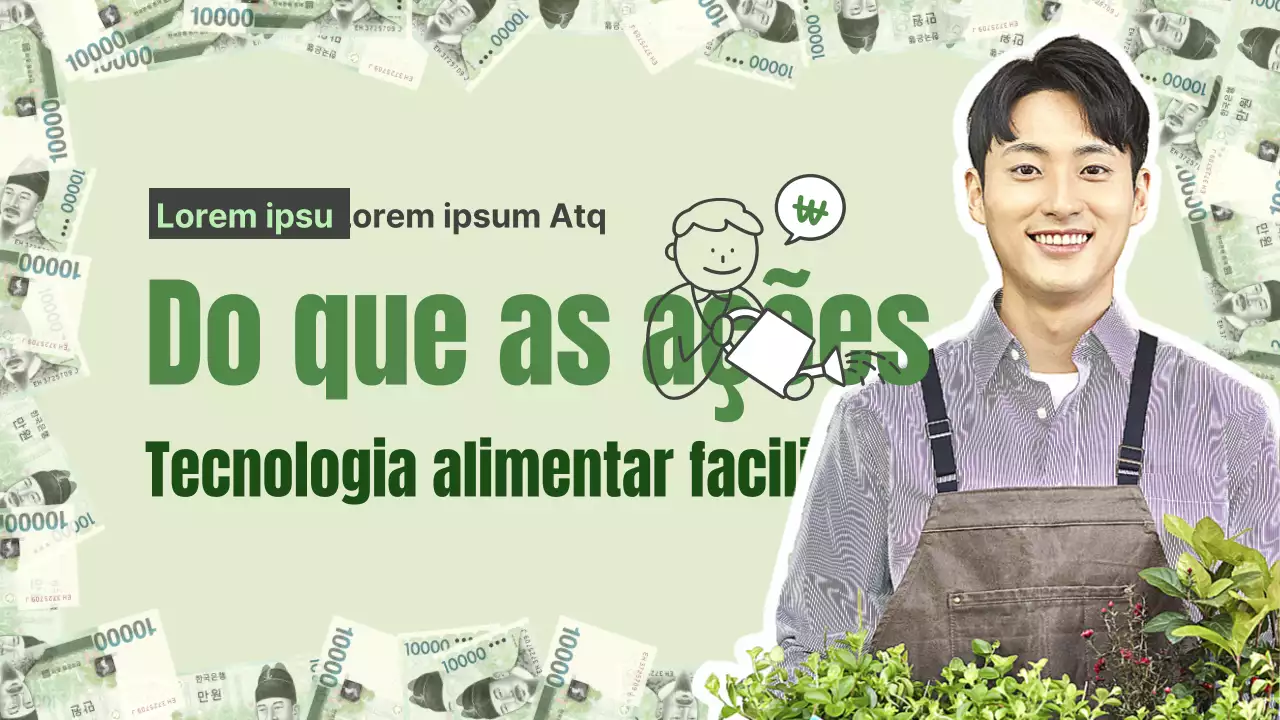 Um tema de tecnologia alimentar com uma combinação de imagens e ilustrações fotorrealistas em tons de chá verde