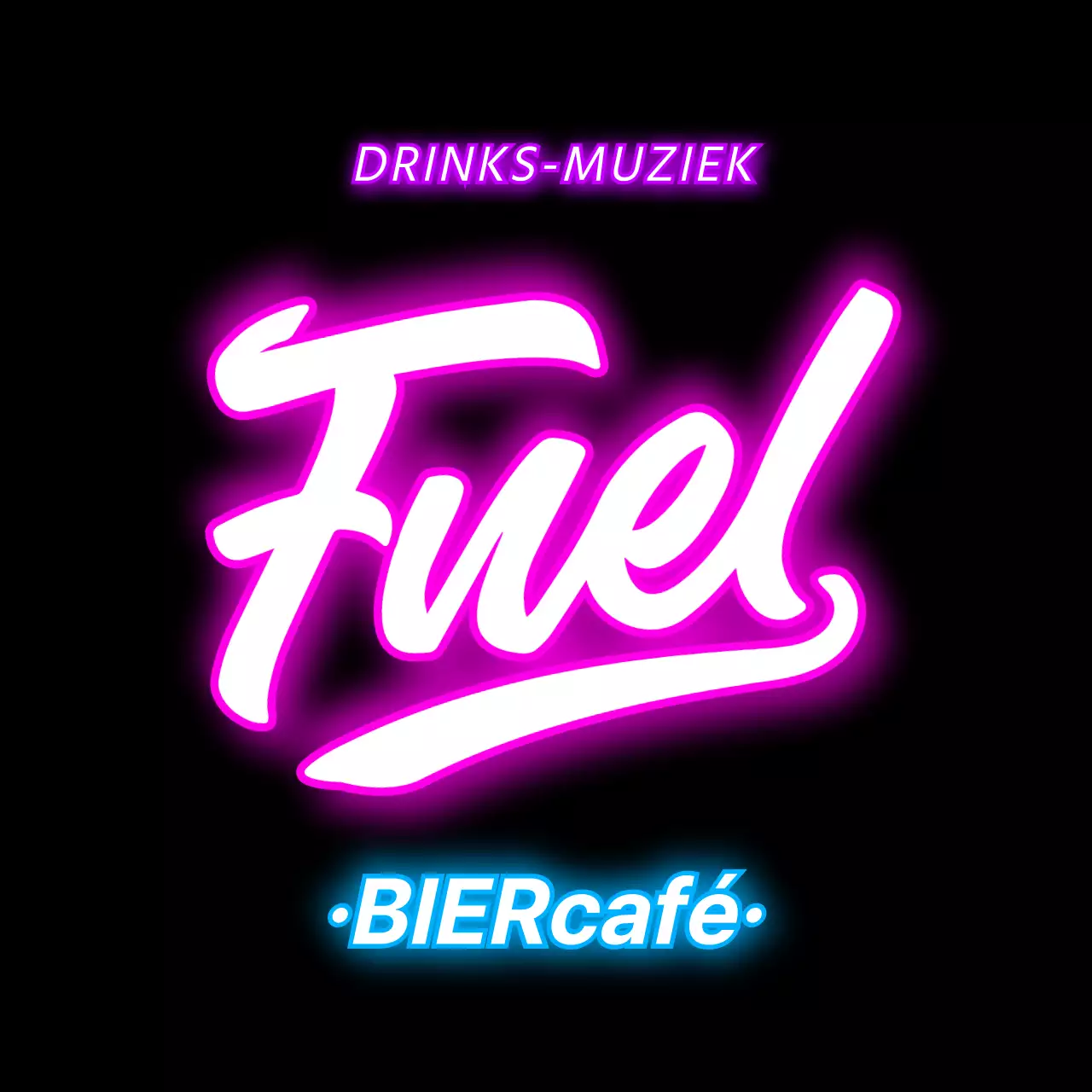 Neonachtige uithangborden voor de winkel met brouwerij-gerelateerde tekst en illustraties in opvallende kleuren