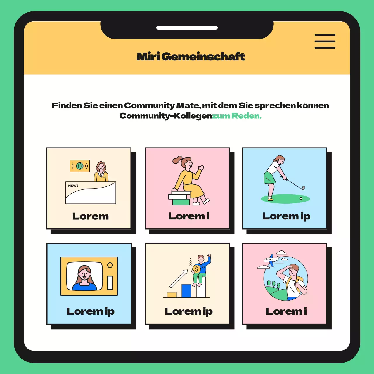 Förderung einer einfachen grünen und gelben Gemeinschaftsplattform