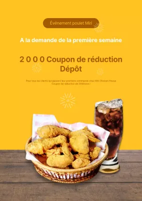 Affiche jaune avec remise sur la première commande