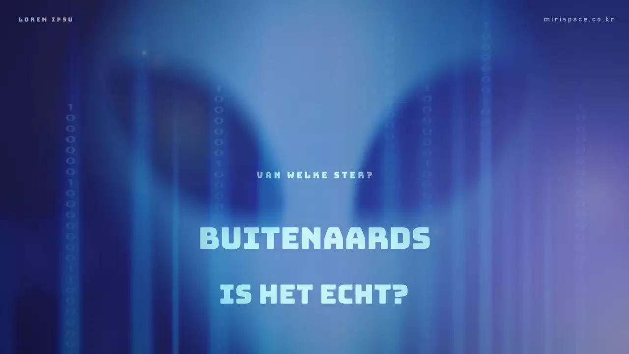 Trainingsmateriaal met foto's van buitenaardse wezens op een blauwe achtergrond