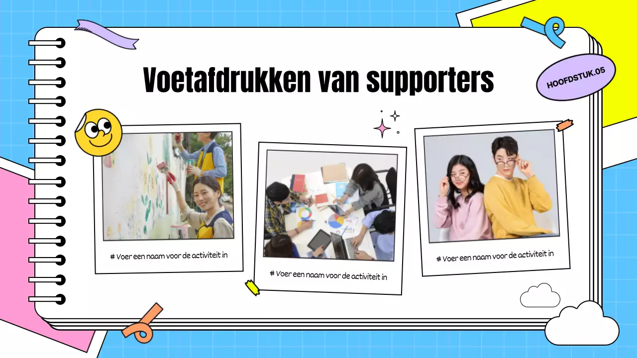 Supportersgetuigenis in de vorm van een kitscherig briefje in roze en lichtblauw