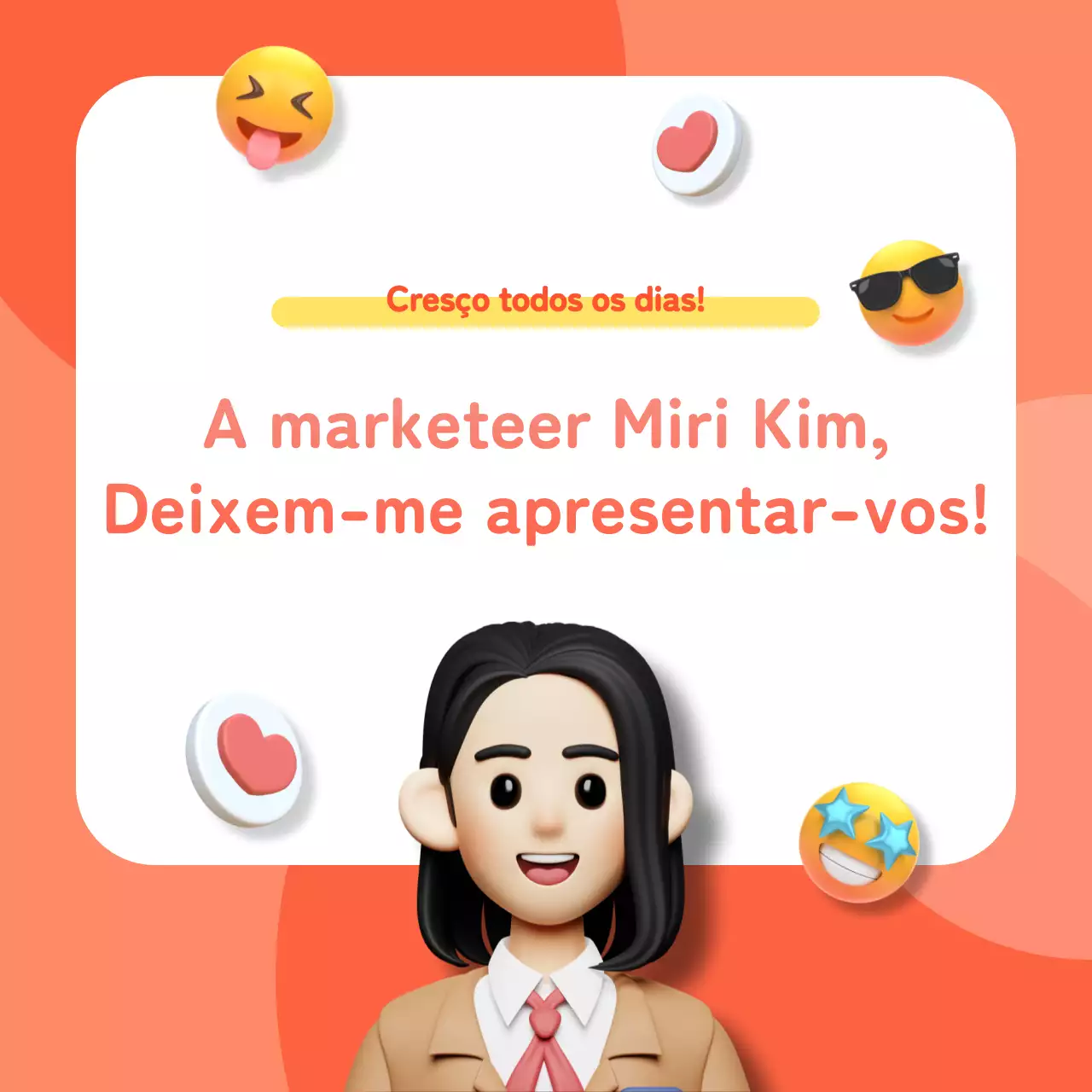 Ícone 3D cor de laranja e coralConteúdo da bio do Instagram