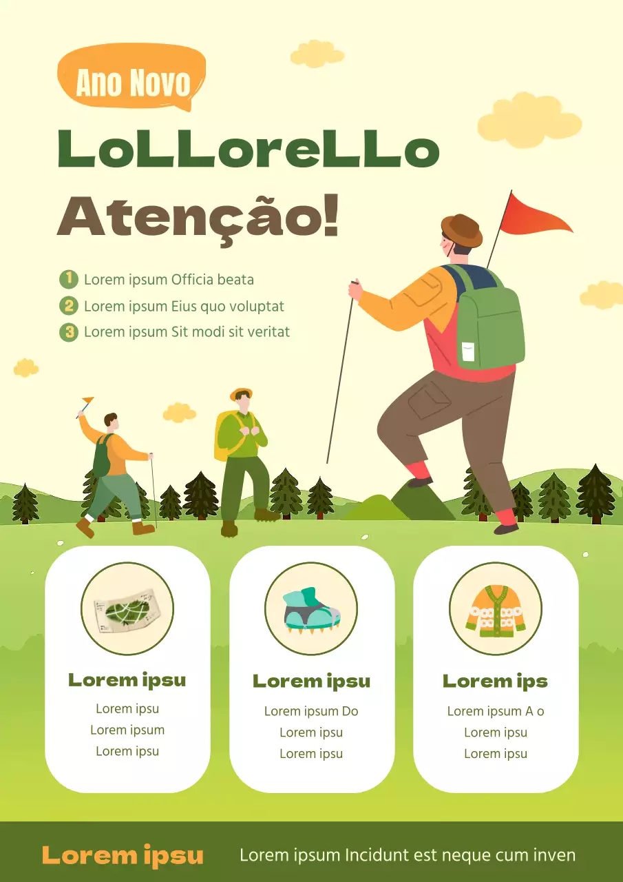 Webposter de montanhismo verde-limão e amarelo