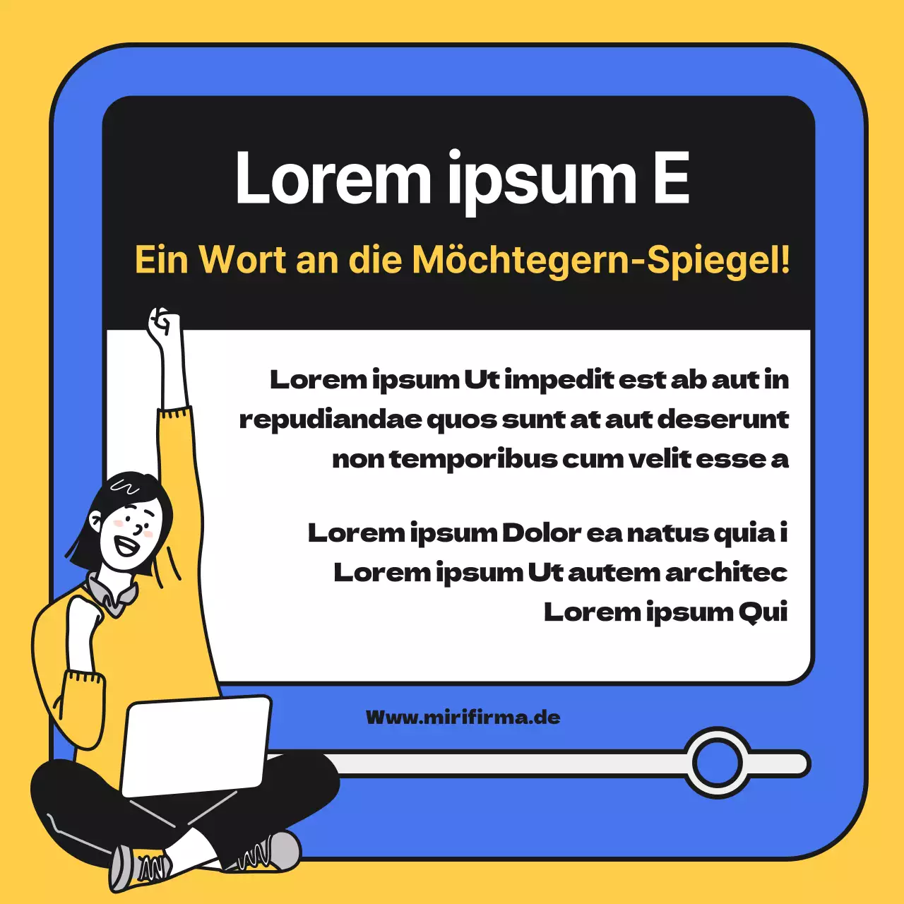 Eine einfache blaue und gelbe Werbung für ein Vorstellungsgespräch