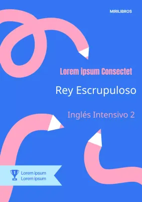 Un toque de azul y rosa en la portada de un cuaderno de inglés