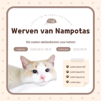 We zijn op zoek naar testers voor ons nieuwe bruine en beige kattenopzetdekbed