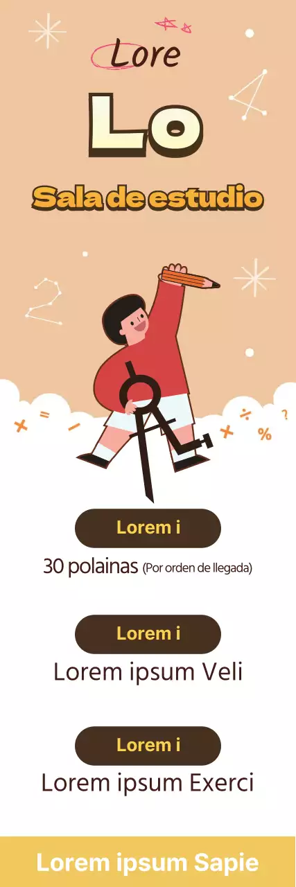 Ilustración amarilla lindo anuncio de la escuela de matemáticas