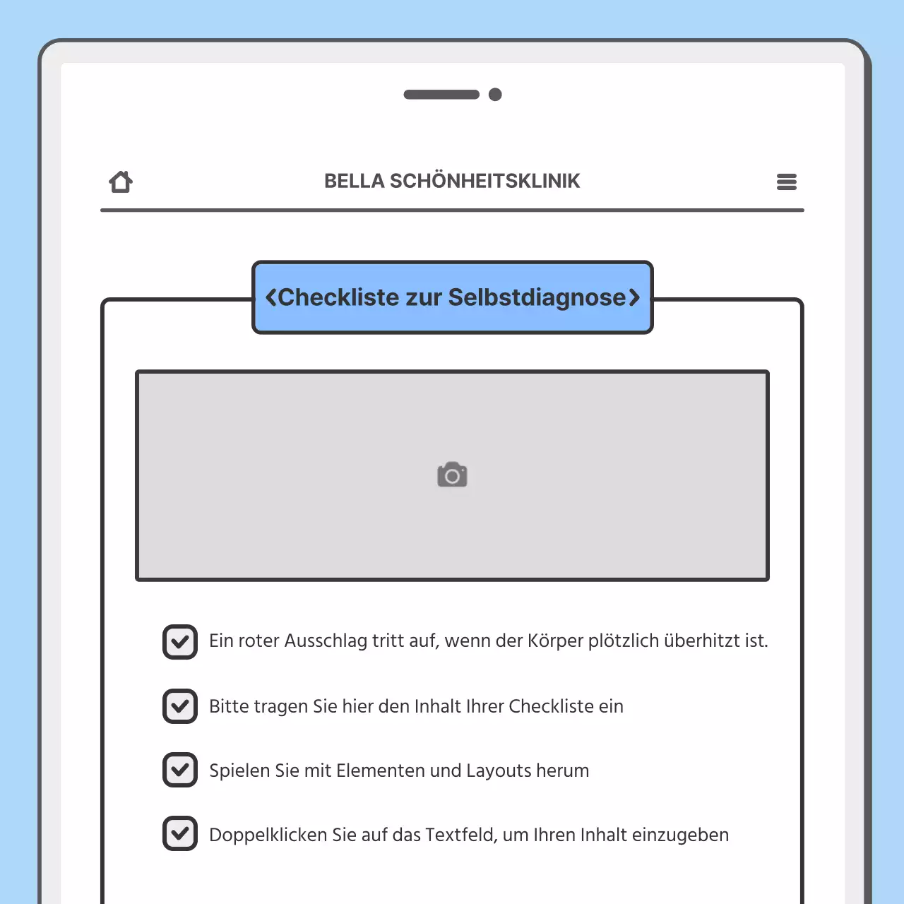 Werben Sie für Ihr Krankenhaus mit einem hübschen mobilen Konzept in Hellblau