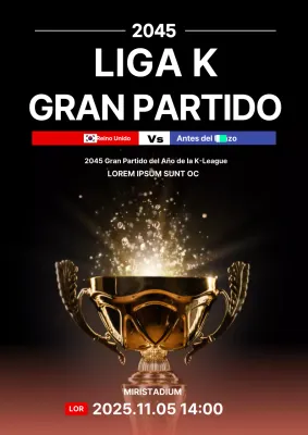 Cartel web negro sencillo para un partido de fútbol