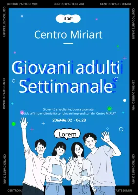 Materiale promozionale del cheerleading giovanile illustrato in nero e blu