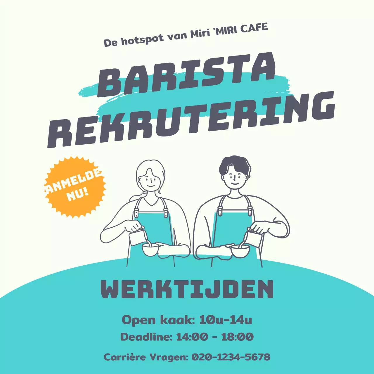 Werknemer vacature met tekst gemarkeerd op een turquoise punt achtergrond V2