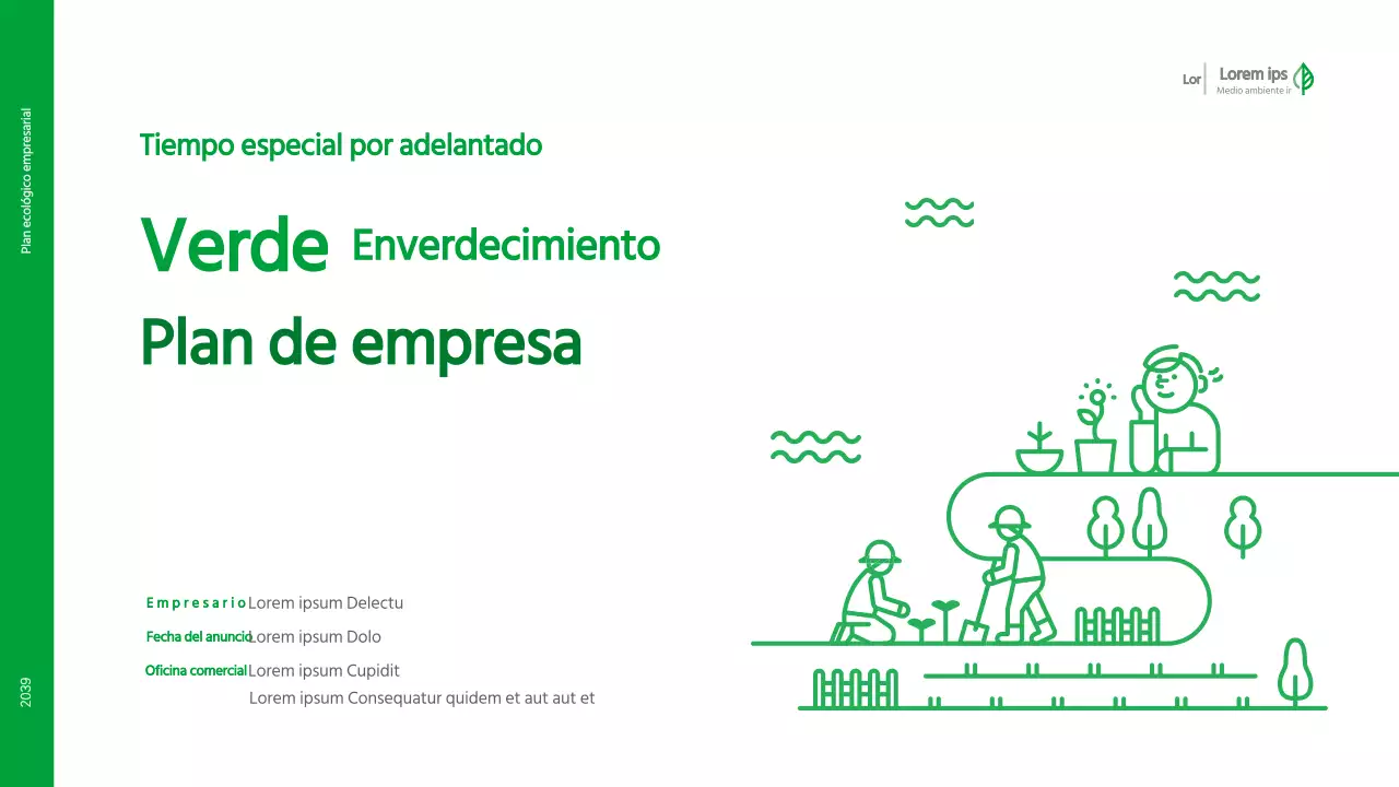 Plan de negocio con un concepto verde, limpio e ilustrado