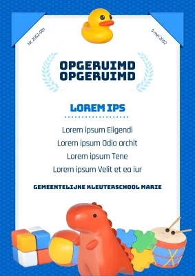 Opruimlijst kleuterschool in blauw en wit
