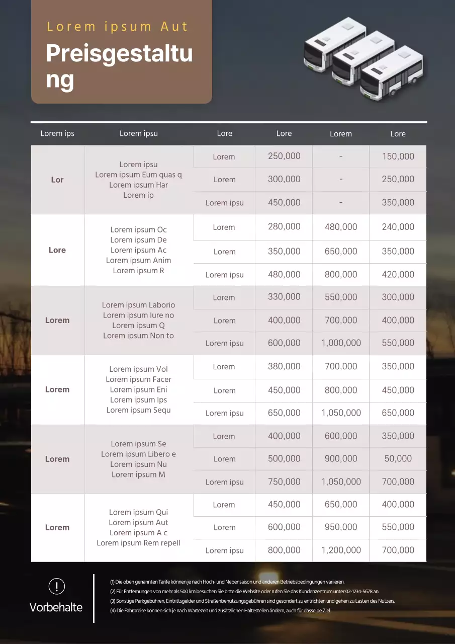 Charterbusse in Brauntönen