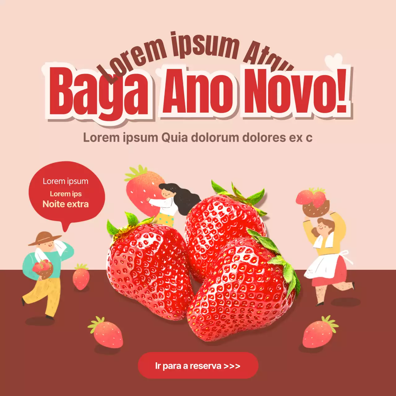 Celebração de abertura de frutos com toques de morango vermelho