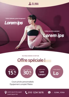 Faites la promotion d'un événement ouvert à tous avec la photo d'une femme faisant du yoga en violet.
