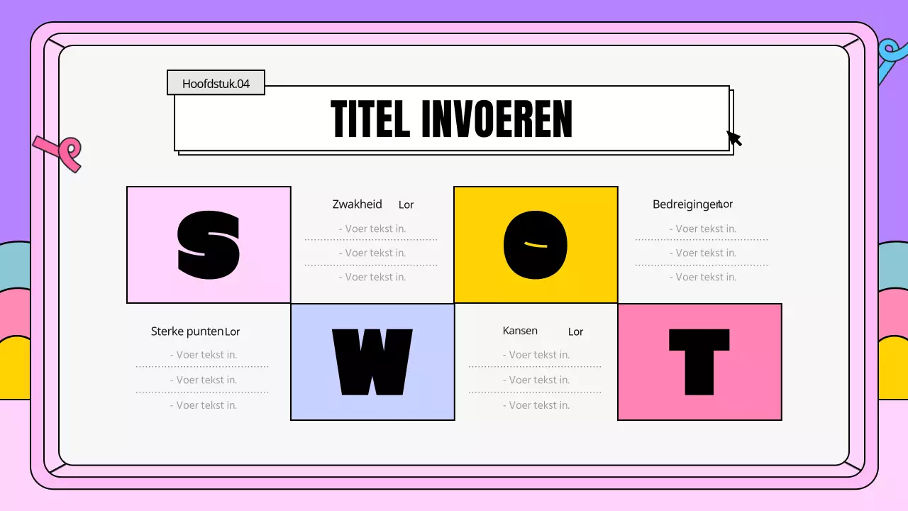 Een kitscherig businessplan in roze en paars