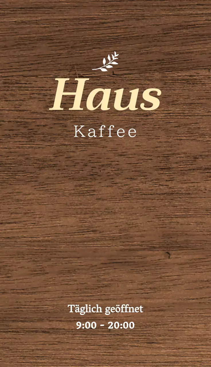 Einfache Café-Beschilderung mit Text zum Hauskaffee und Blattillustrationen