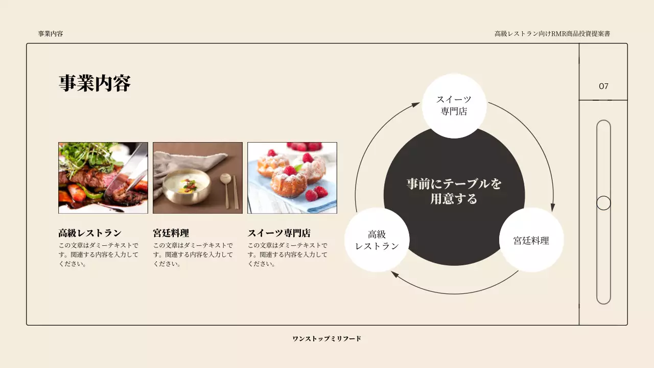 ベージュ シンプル 投資 提案書 プレゼンテーション