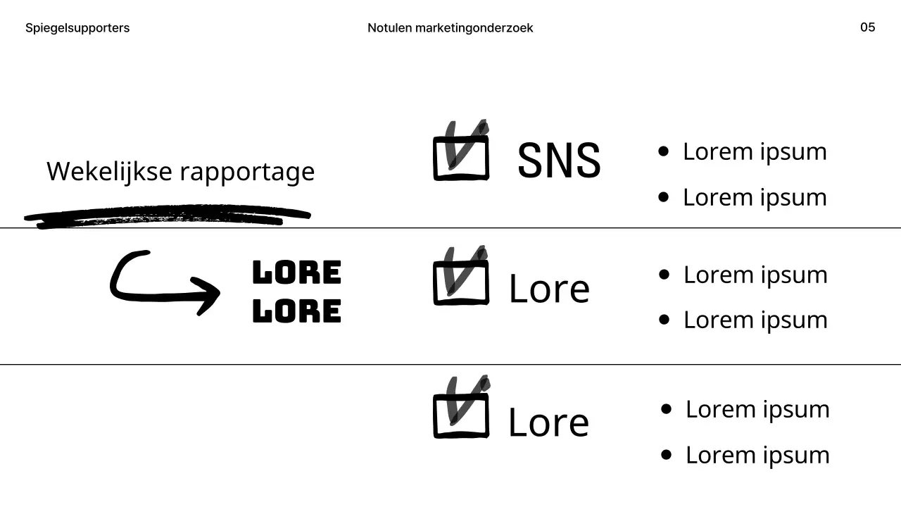 Studienotulen in zwart-wit met een doodle-concept