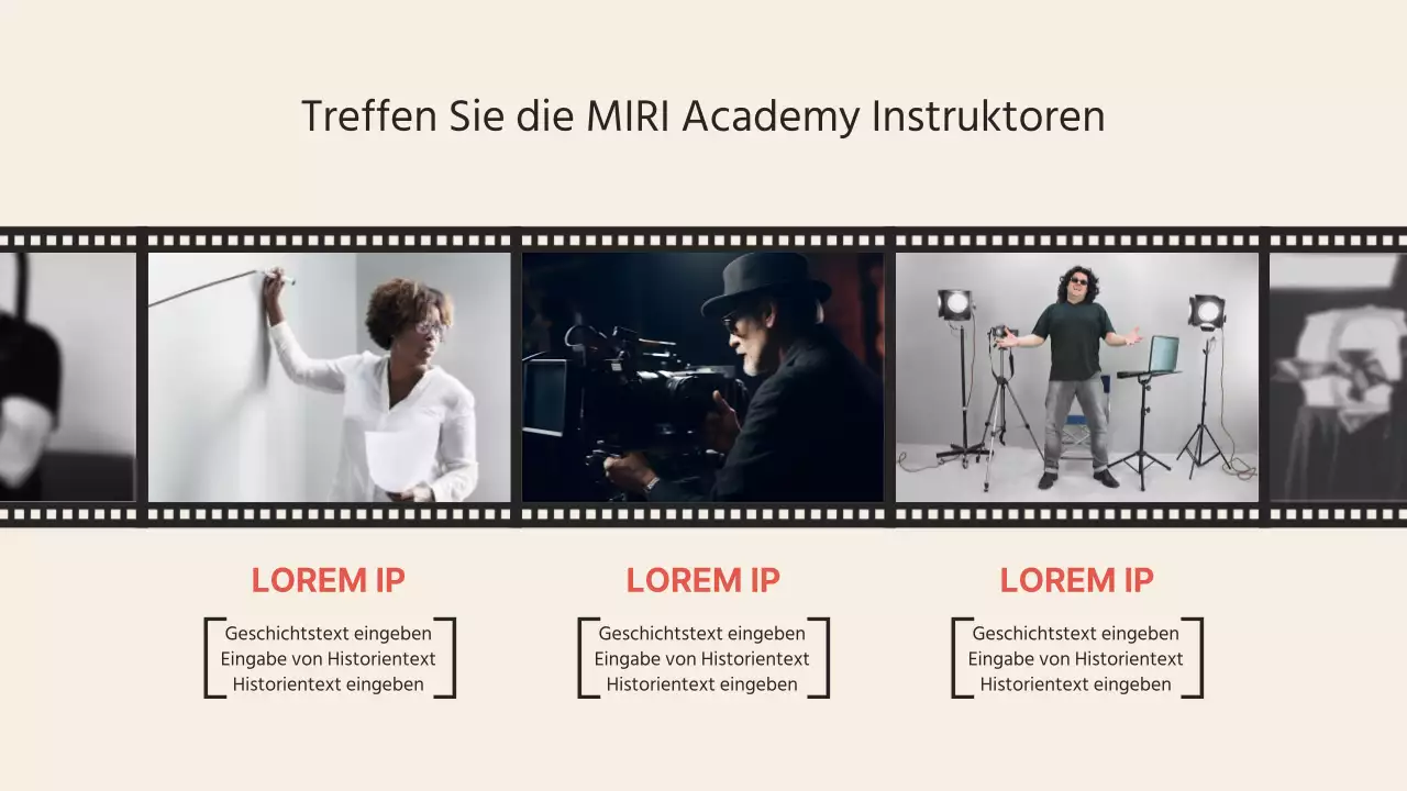 Werbung für die Film Concept School in altrosa und beige