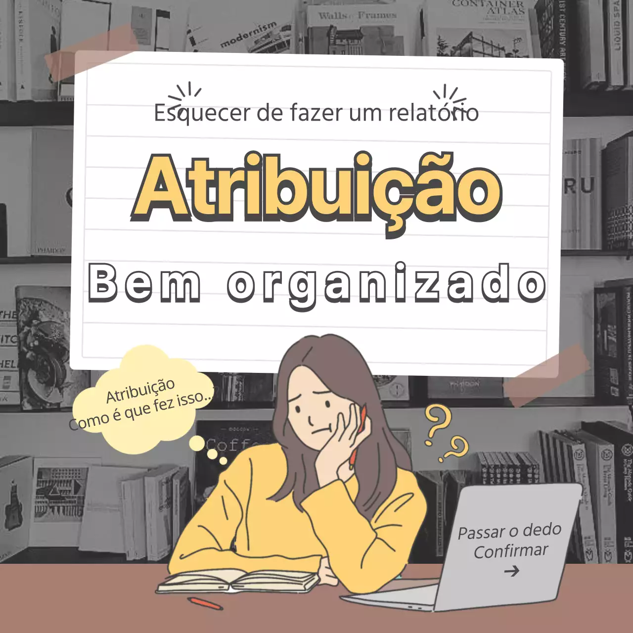 Atribuição de ilustrações a castanho e amarelo