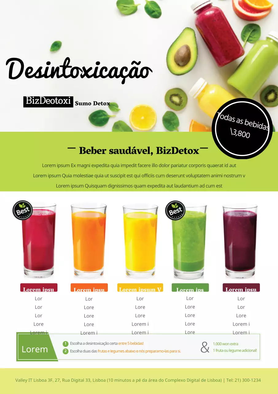 Promova a sua loja e o seu menu com fotografias de bebidas verdes