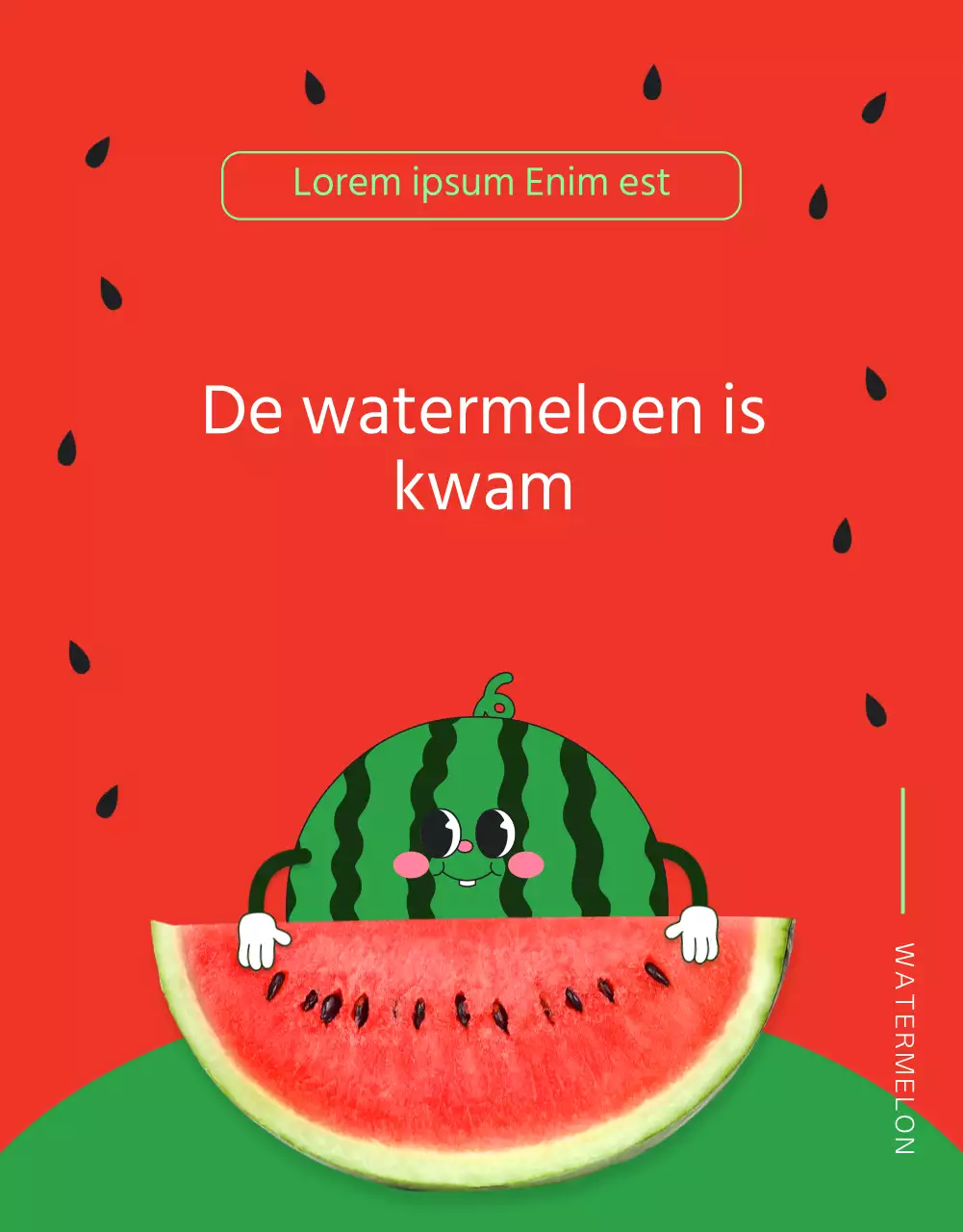 Promoot een winkelcentrum dat tropische watermeloenen verkoopt in rood en groen