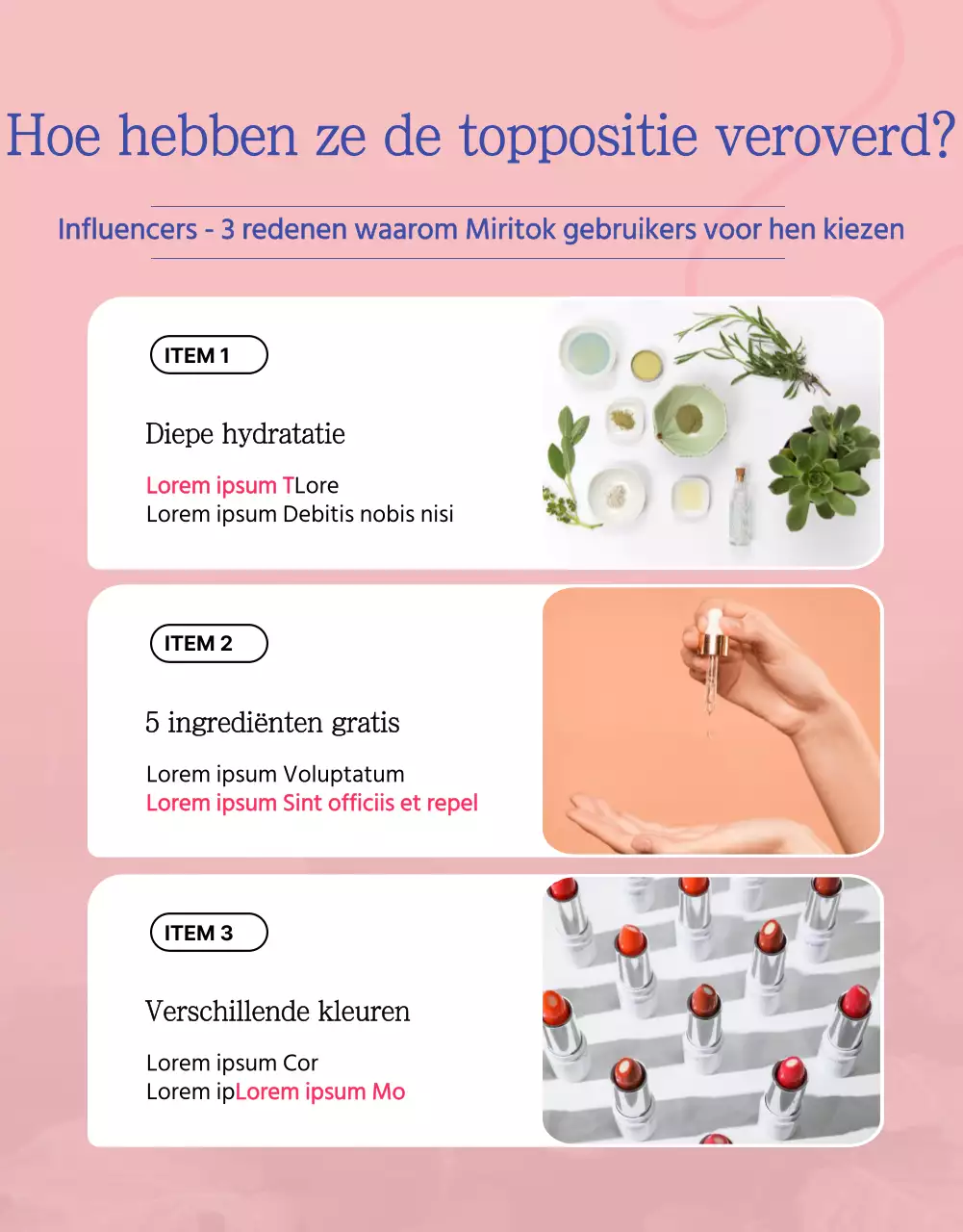 Felle cosmeticareclame met roze lippenstift