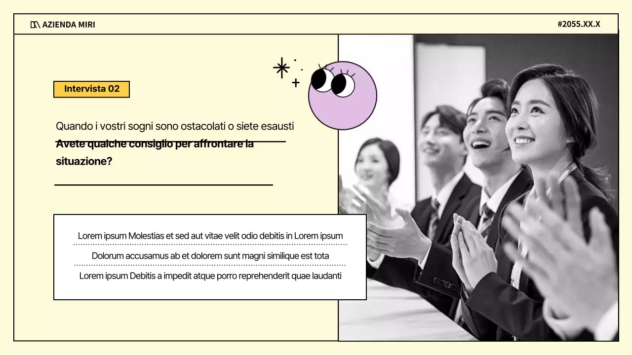 Un colloquio di lavoro kitsch in viola e giallo