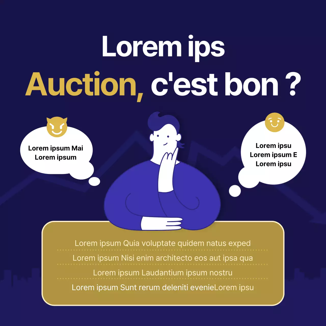 Guide d'investissement dans les ventes aux enchères immobilières minimalistes bleu et or