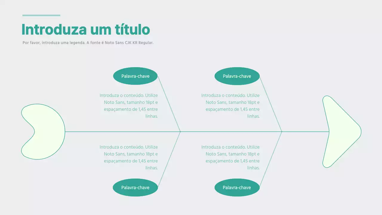Gráfico de espinha de peixe de conceito simples em cinzento e menta