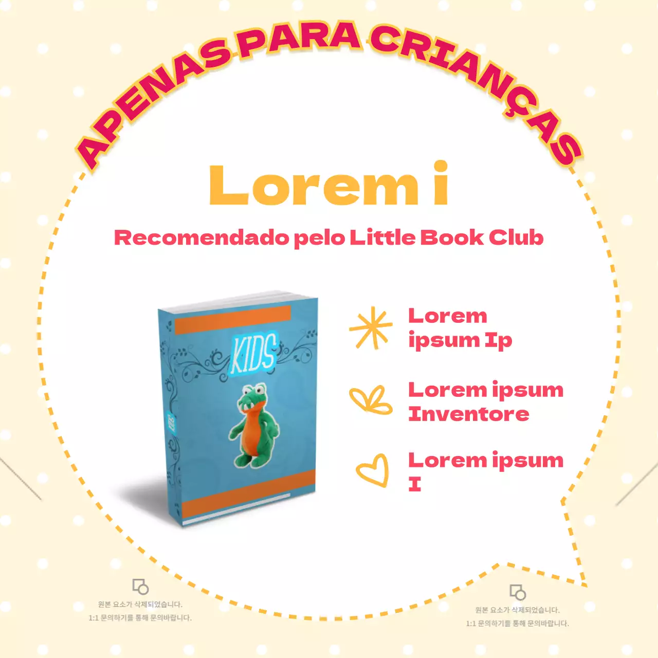 Promover recomendações de livros para crianças num bonito esquema de cores amarelo e vermelho V1
