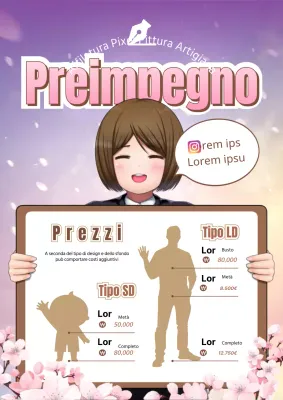 Rosa Marrone Giapponese Anime Ispirato Illustrazione Concetto Commissione Guida Prezzi Tema