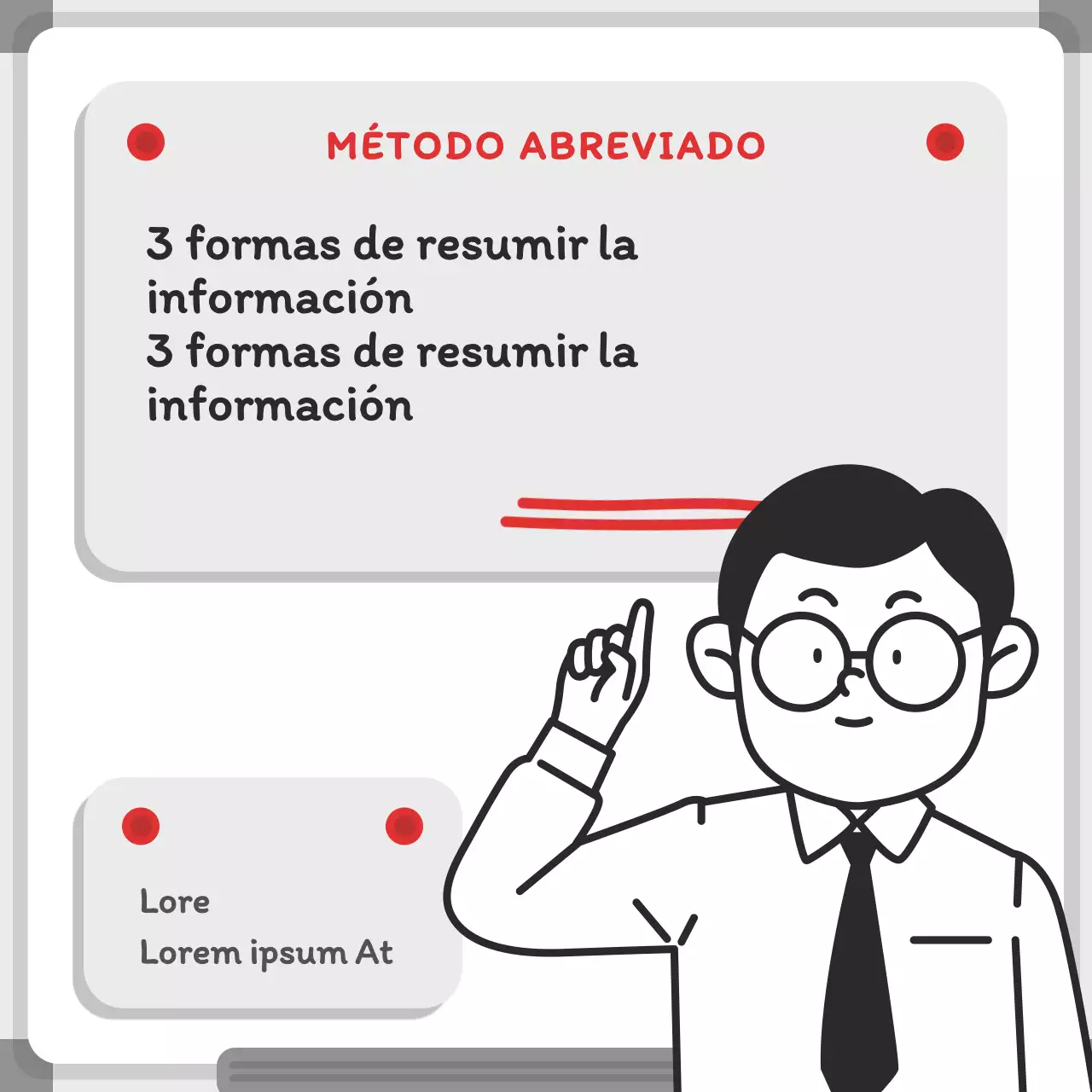 Concepto minimalista de pizarra blanca en gris y rojo Datos breves sobre el concepto