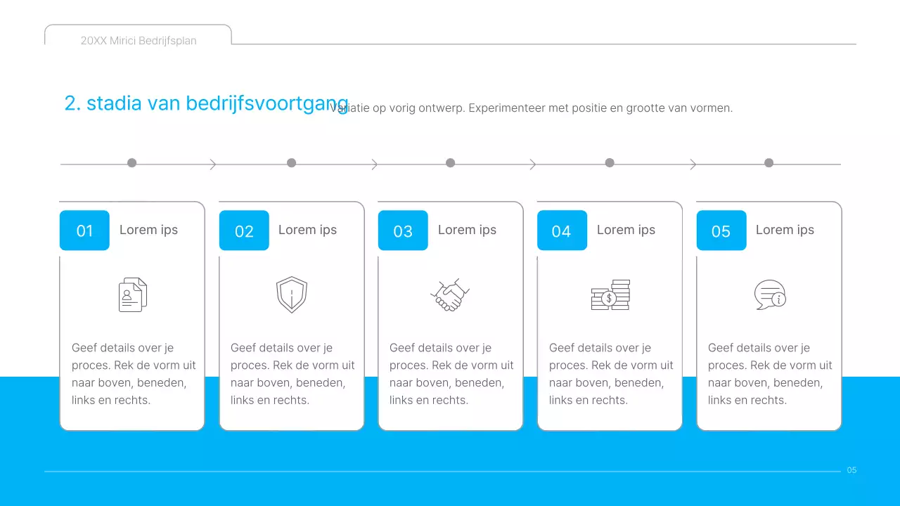 Een strak blauw-wit ondernemingsplan voor culturele inhoud