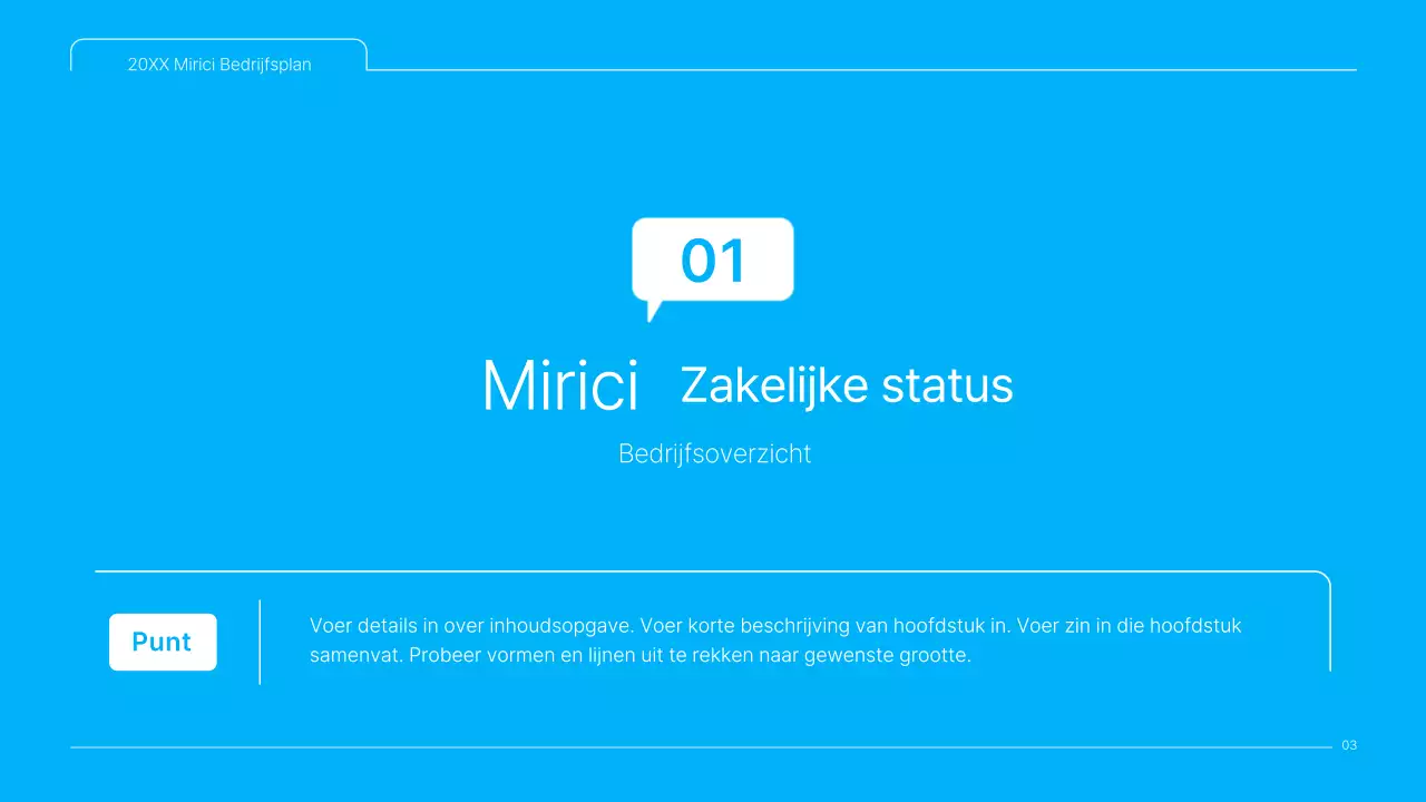 Een strak blauw-wit ondernemingsplan voor culturele inhoud