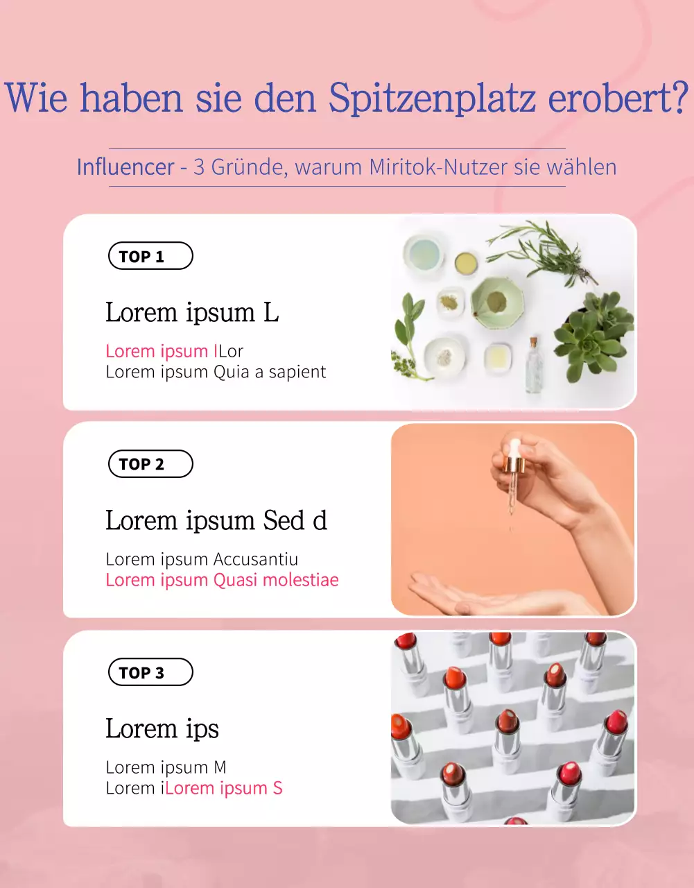 Leuchtende Kosmetikwerbung mit rosa Lippenstift