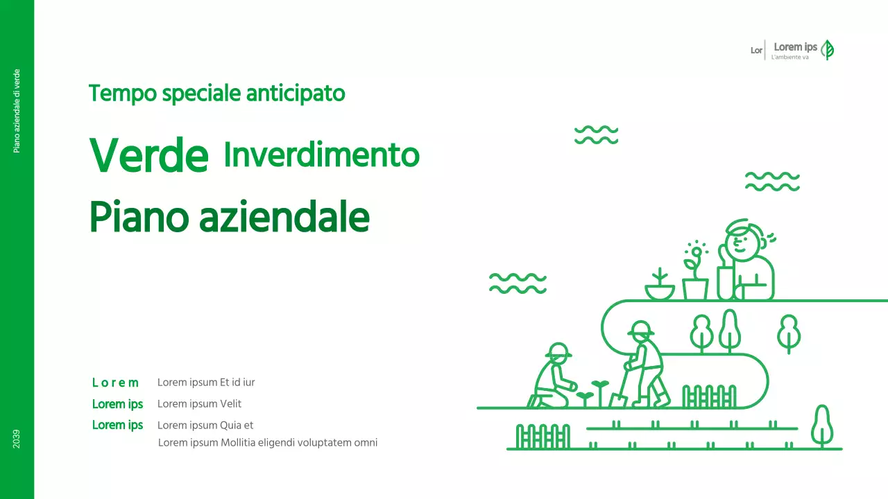 Business plan con un concetto verde, pulito e illustrato